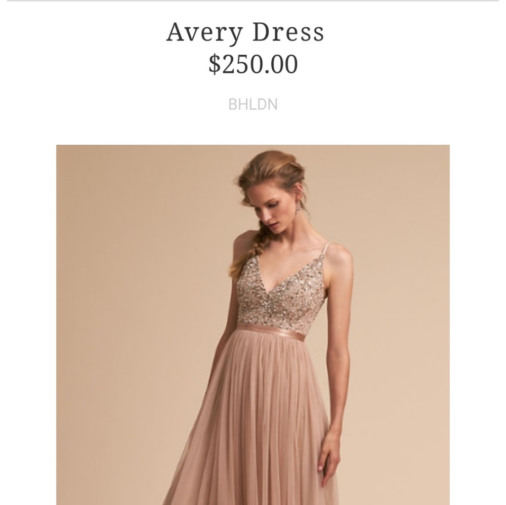 BHLDN, Avery bridesmaid dress, blush size 2